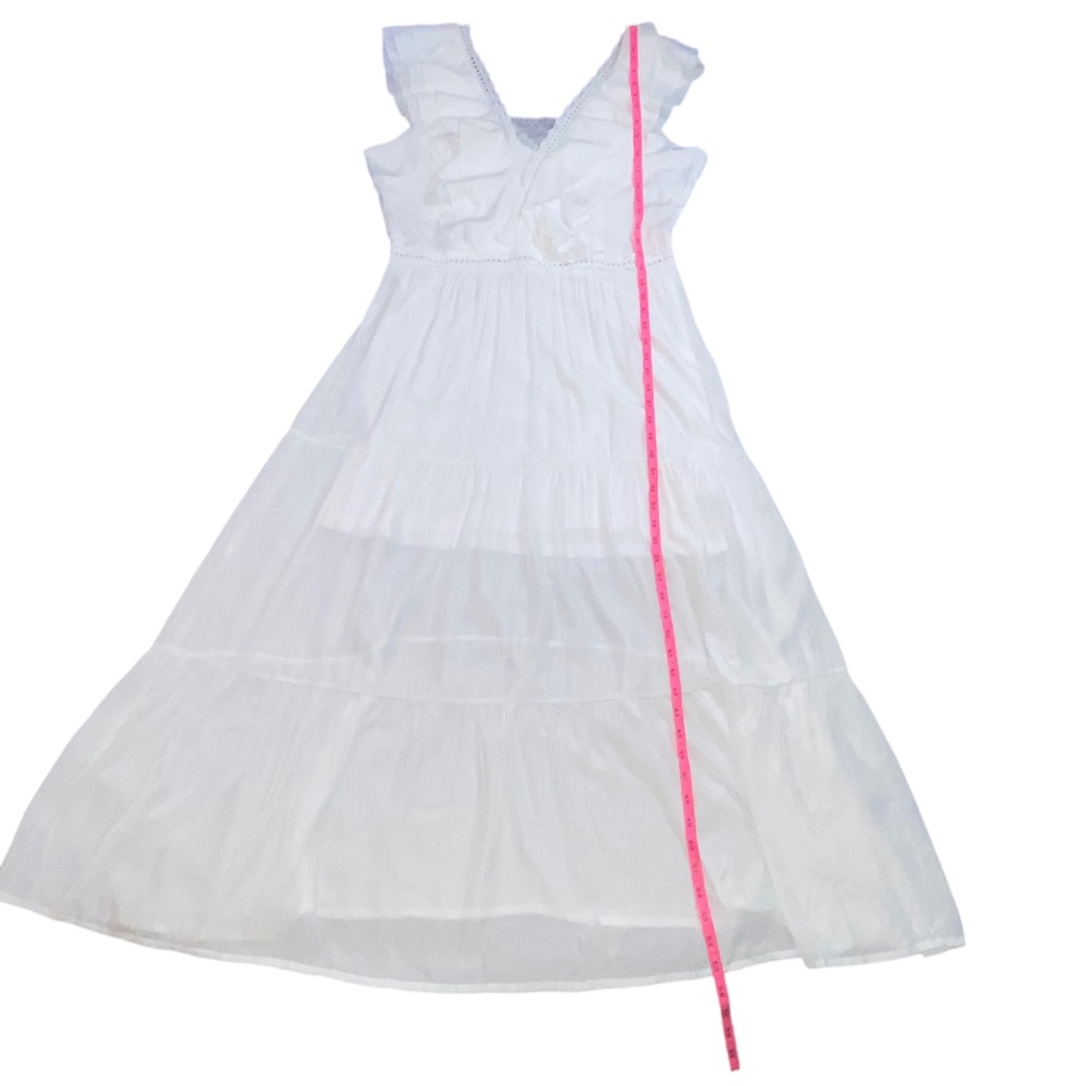 ✨NEW✨ Boho V-Neck White Ruffled Maxi Lace Feminine Maxi Dress - Women’s XL - Picture 8 of 13